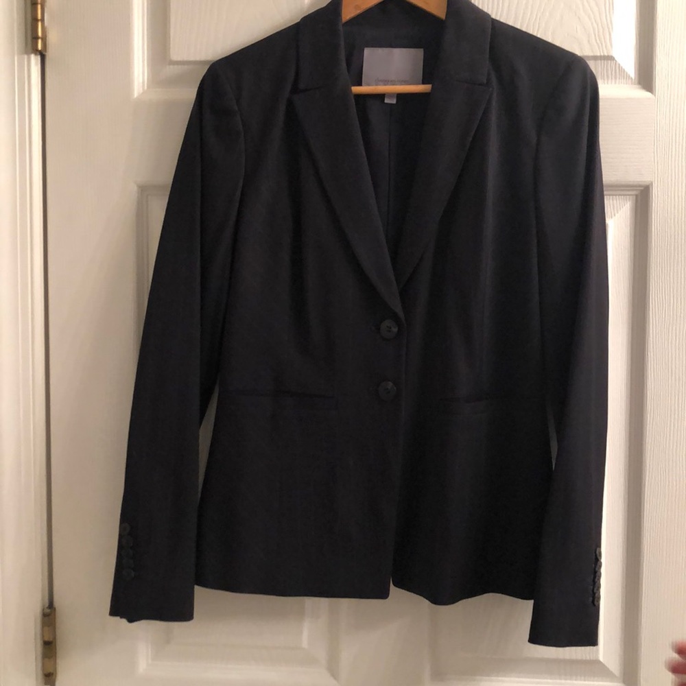 Classic Navy Blue Suit w Fine White Pinstripe